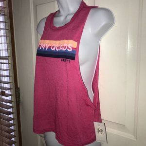 New Barry's Bootcamp oh my quads workout burnout graphic rainbow muscle tank top